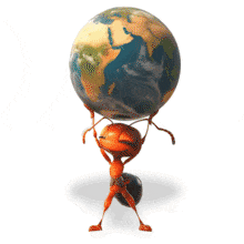 Ant Lifting the World Clipart: Strength in Action PowerPoint Animation layout preview.