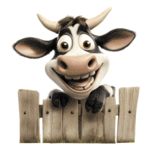 Happy Cow Leaning on Fence - Animated Clipart PowerPoint Animation layout preview.