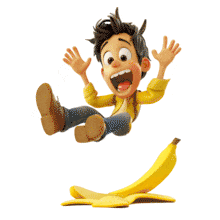Tripping on a Banana Peel Clipart PowerPoint Animation layout preview.