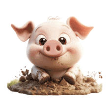 Happy Pig In The Mud PowerPoint Animation layout preview.