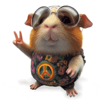 Hippie Guinea Pig Animated Gif for Fun and Retro Presentations PowerPoint Animation layout preview.