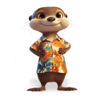 Cute Summer Otter Animated Gif for Fun Presentations PowerPoint Animation layout preview.
