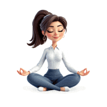 Animated Woman Meditating for Mindfulness Slides PowerPoint Animation layout preview.