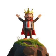 Animated Business King Waving Clipart for Leadership and Achievement Presentations PowerPoint Animation layout preview.