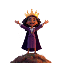 Animated Business Queen Waving Clipart for Leadership PowerPoint Animation layout preview.