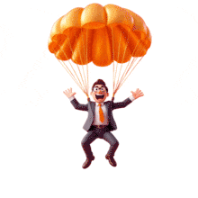 Parachuting Businessman  for Risk Management Presentations PowerPoint Animation layout preview.