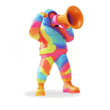 Colorful Megaphone Person  for Calls to Action and Announcements PowerPoint Animation layout preview.