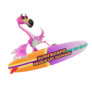 3D Surfing Flamingo  - Customizable PowerPoint Animation layout preview.