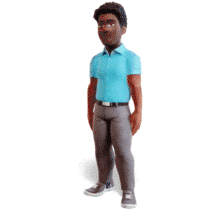 3D Character Head Shake GIF – Show Disapproval Visually PowerPoint Animation layout preview.