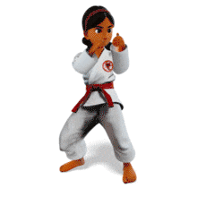 Karate Girl Combo Punch  for Martial Arts Presentations PowerPoint Animation layout preview.