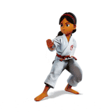 Karate Girl Alert Stance  for Self-Defense and Focus Training PowerPoint Animation layout preview.