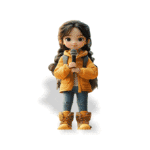 Animated Girl Speaking into Microphone Clip PowerPoint Animation layout preview.