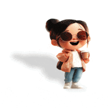 Animated Coffee Girl Character for Presentations PowerPoint Animation layout preview.