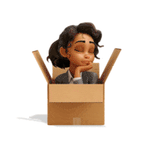 Businesswoman In Box  for Presentations PowerPoint Animation layout preview.