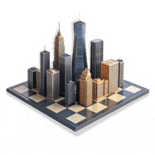 City Growth Chessboard  for Presentations PowerPoint Animation layout preview.