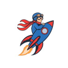 Cartoon Rocketman PowerPoint Animation layout preview.