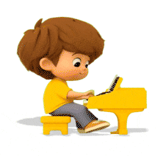 Boy Playing Piano PowerPoint Animation layout preview.