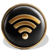 Golden Wifi Symbol PowerPoint Animation layout preview.