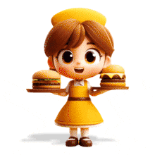 Waitress Carrying Burgers PowerPoint Animation layout preview.