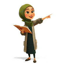 Animated Teacher Holding Book Pointing PowerPoint Animation layout preview.
