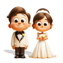 Bride and Groom PowerPoint Animation layout preview.