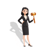 Animated Businesswoman Judge Holding Gavel PowerPoint Animation layout preview.