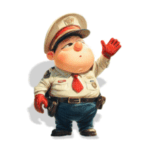 Friendly Police Officer Character Gesturing PowerPoint Animation layout preview.