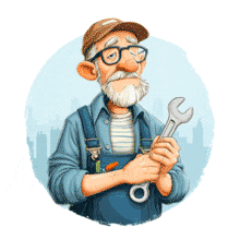 Old Man Holding a Wrench PowerPoint Animation layout preview.