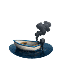 Smoking Boat  on Water PowerPoint Animation layout preview.