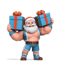 Santa Lifting Gifts PowerPoint Animation layout preview.