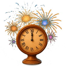 Clock Fireworks PowerPoint Animation layout preview.