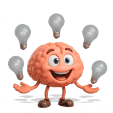 Brain Juggling Lightbulbs PowerPoint Animation layout preview.
