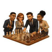 Strategy Business Chess Meeting PowerPoint Animation layout preview.
