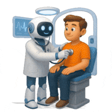 Robot Health Checkup PowerPoint Animation layout preview.