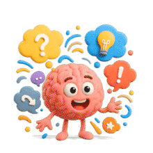 A Brain Character Going Through Thoughts PowerPoint Animation layout preview.