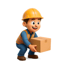 of a Warehouse Worker Lifting Box PowerPoint Animation layout preview.
