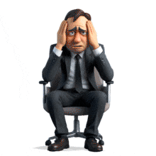 An i of a Sad Businessman Sitting in a Office Chair PowerPoint Animation layout preview.