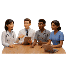 Medical Professionals Discussion PowerPoint Animation layout preview.