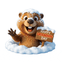 Groundhog Day Celebration PowerPoint Animation layout preview.