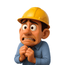 Nervous Construction Worker PowerPoint Animation layout preview.