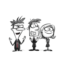 Cartoon Businesspeople PowerPoint Animation layout preview.