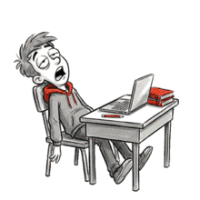 Sleepy Student at Desk PowerPoint Animation layout preview.