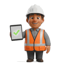 Animted Safety Check Character PowerPoint Animation layout preview.