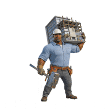 Animated Strong Construction Worker PowerPoint Animation layout preview.