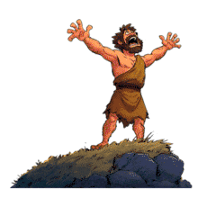 Animated Angry Caveman Yelling PowerPoint Animation layout preview.