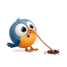 Animated Bird Pulling Worm PowerPoint Animation layout preview.