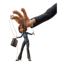 Animated Puppet Controlled Businesswoman PowerPoint Animation layout preview.