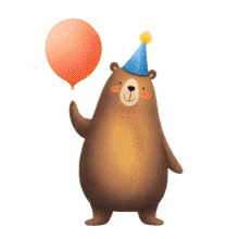 Birthday Bear PowerPoint Animation layout preview.