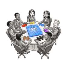 Team Collaboration Puzzle PowerPoint  for Business PowerPoint Animation layout preview.
