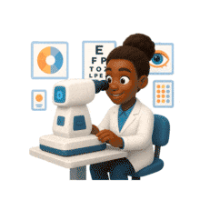 Animated 3D Optometrist Presentation Graphic PowerPoint Animation layout preview.
